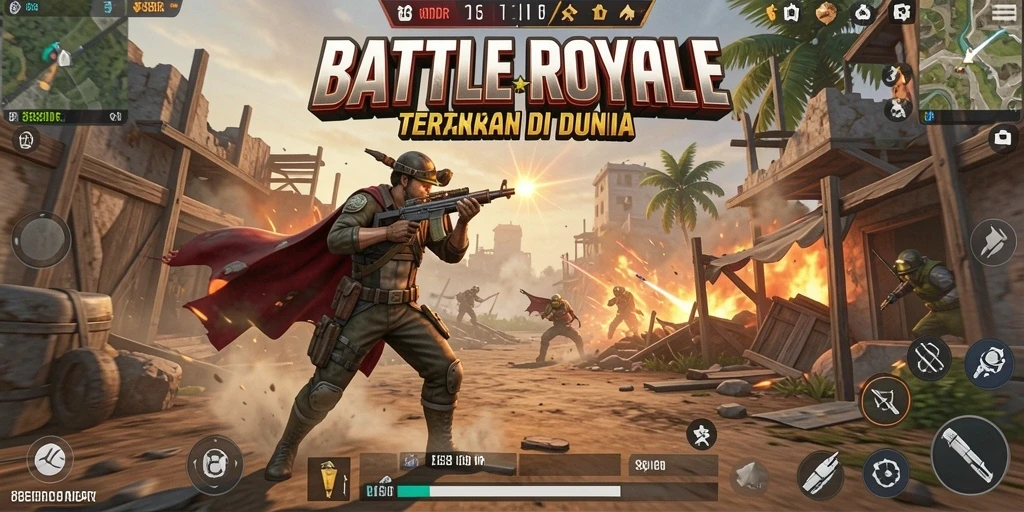 Tangkapan layar menunjukkan momen intens dalam permainan Battle Royale.