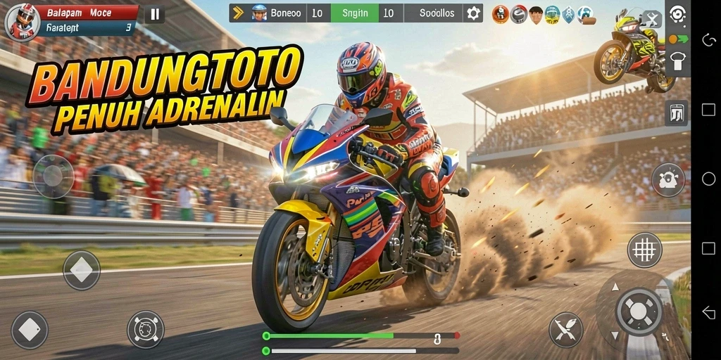 Gameplay BANDUNGTOTO yang mendebarkan dan penuh aksi balapan motor.