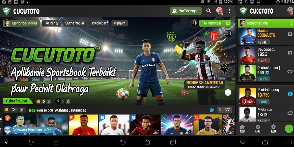 Tampilan utama aplikasi CUCUTOTO menampilkan berbagai opsi taruhan olahraga.