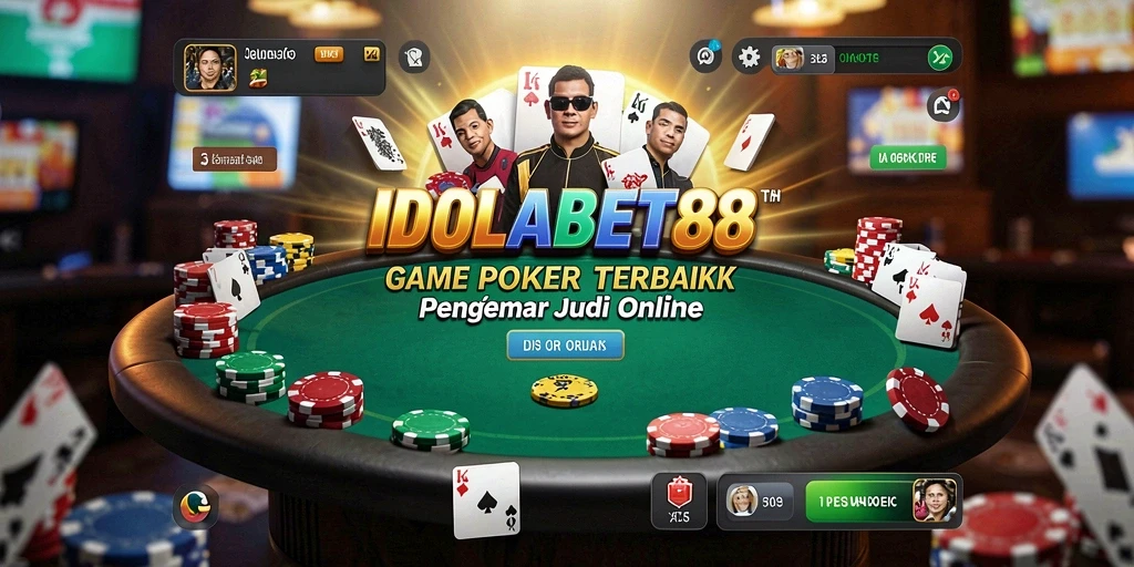 Screenshot gameplay Poker dari IDOLABET88 menunjukkan suasana kompetitif yang seru.