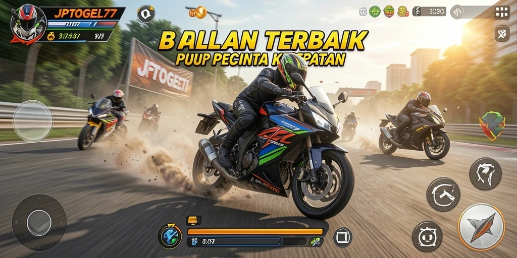 Screenshot gameplay JPTOGEL77 dengan aksi balapan yang cepat dan mendebarkan.