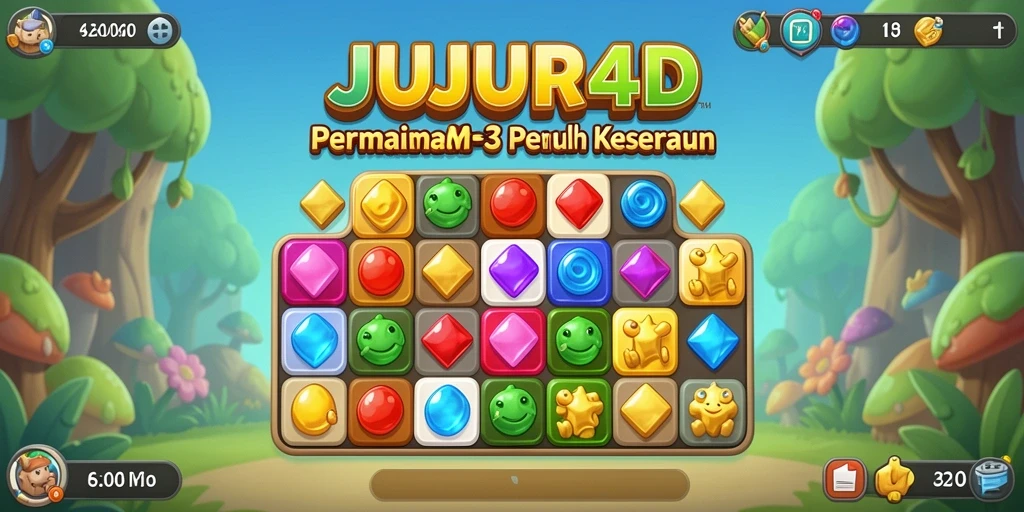 Tampilan gameplay JUJUR4D yang ceria dan penuh warna.