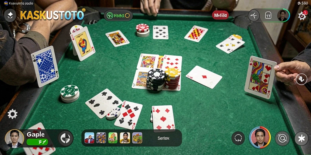 Gameplay KASKUSTOTO saat pemain menikmati permainan Gaple.