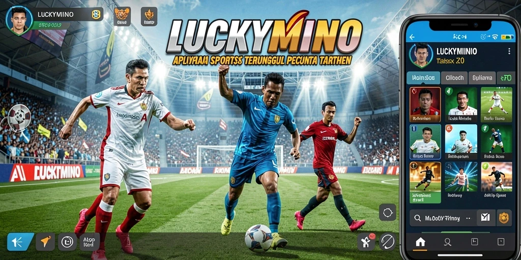 Tampilan screenshot LUCKYMINO yang menunjukkan fitur taruhan olahraga.