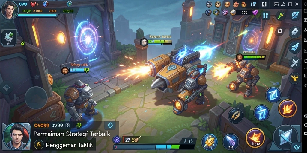Tampilan aksi mendebarkan dalam gameplay strategi OVO99.