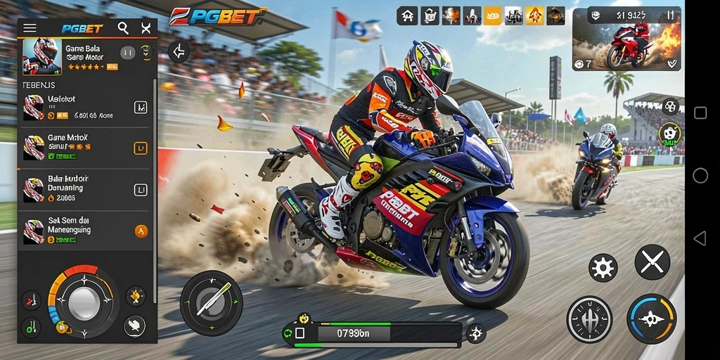 Screenshot PGBET menampilkan aksi balap motor yang mendebarkan.