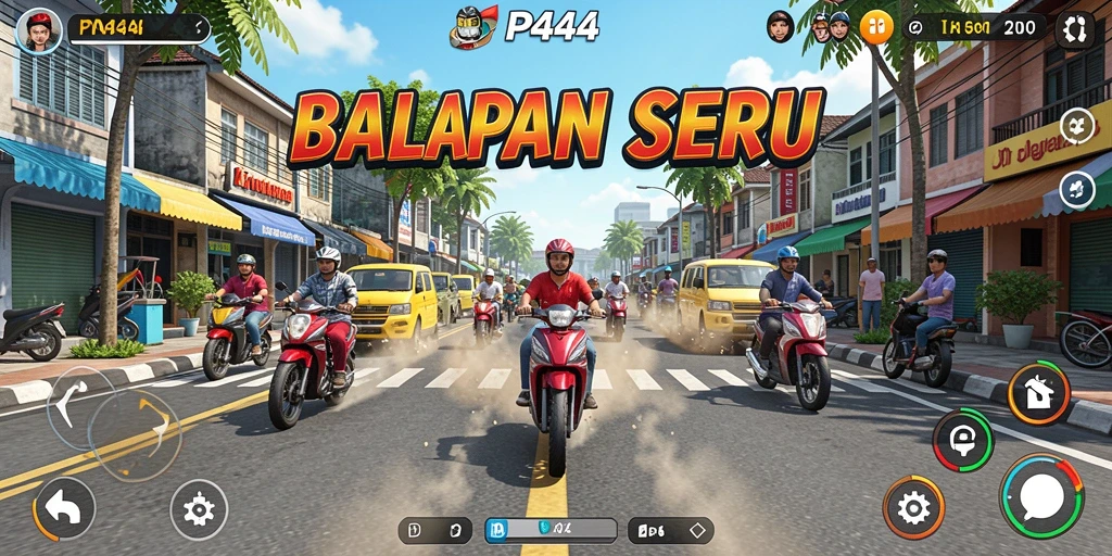Gameplay balapan PP444 yang mendebarkan dan seru.