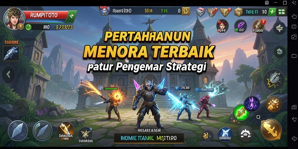 Screenshot RUMPITOTO menampilkan aksi seru dalam pertempuran Tower Defense.