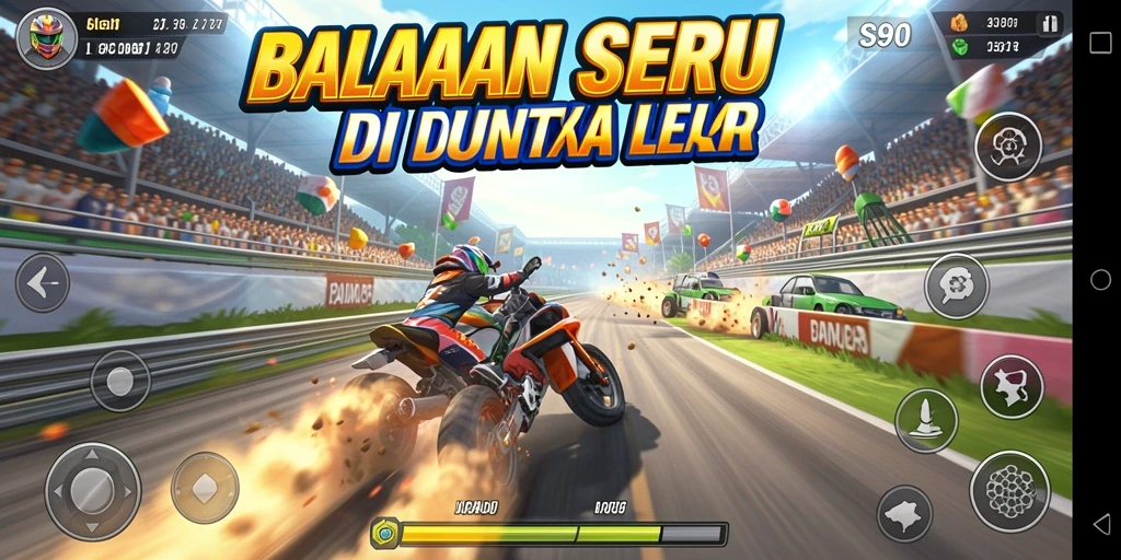 Screenshot S80 menampilkan mobil balap berkecepatan tinggi di lintasan yang menakjubkan.