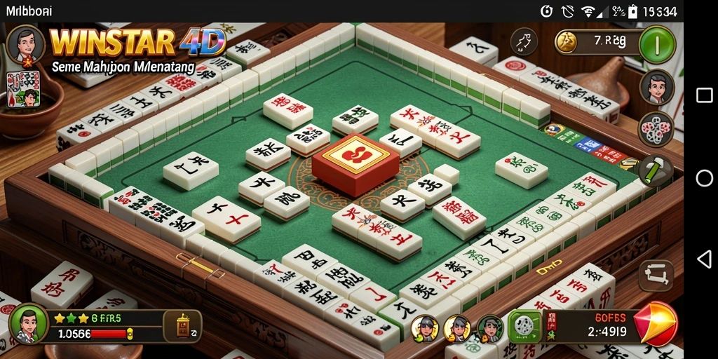 Screenshot gameplay <strong>WINSTAR4D</strong> menampilkan aksi seru menata kepingan Mahjong.